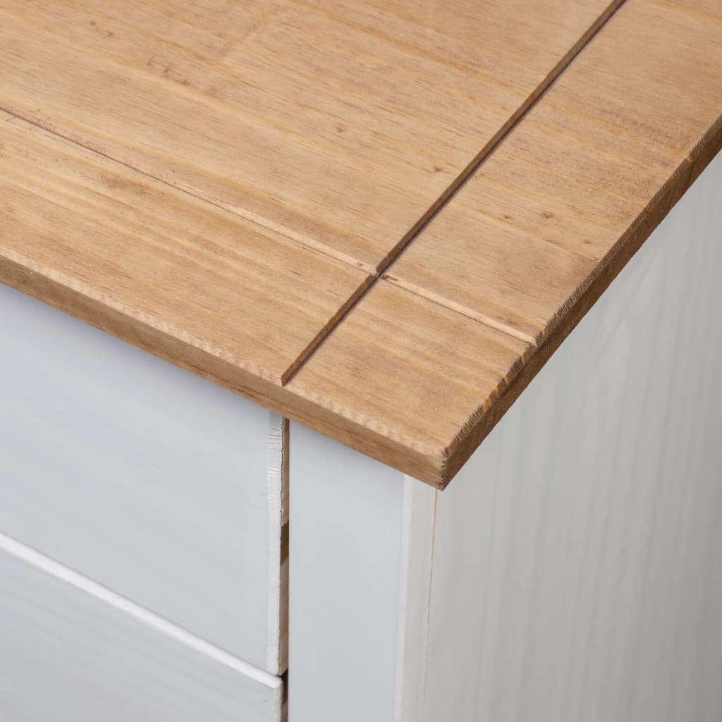 Comodino Bianco 46x40x57 cm in Legno di Pino Panama Range - homemem39
