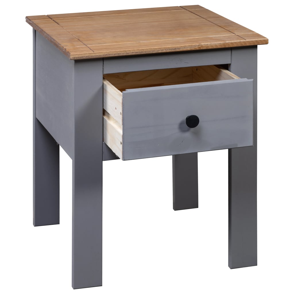 Comodino Grigio 46x40x57 cm in Legno di Pino Panama Range - homemem39