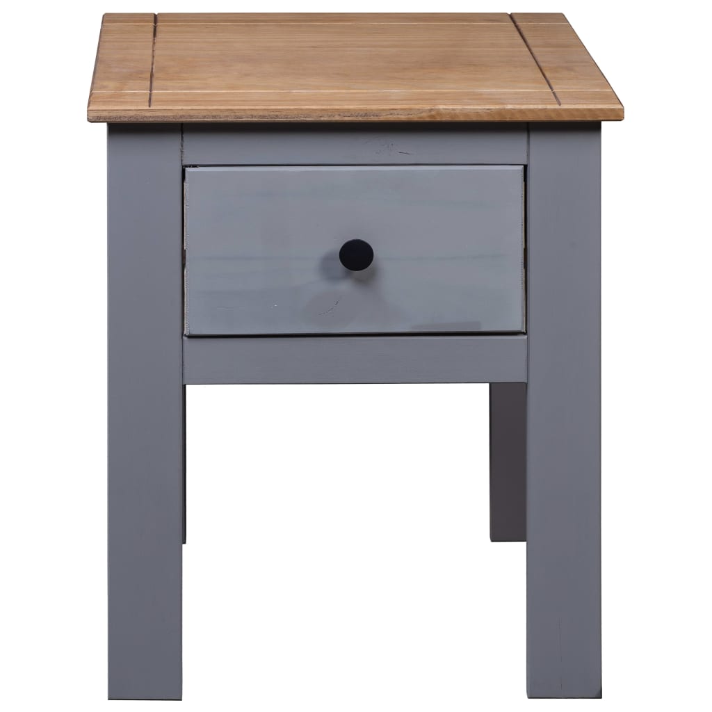 Comodino Grigio 46x40x57 cm in Legno di Pino Panama Range - homemem39