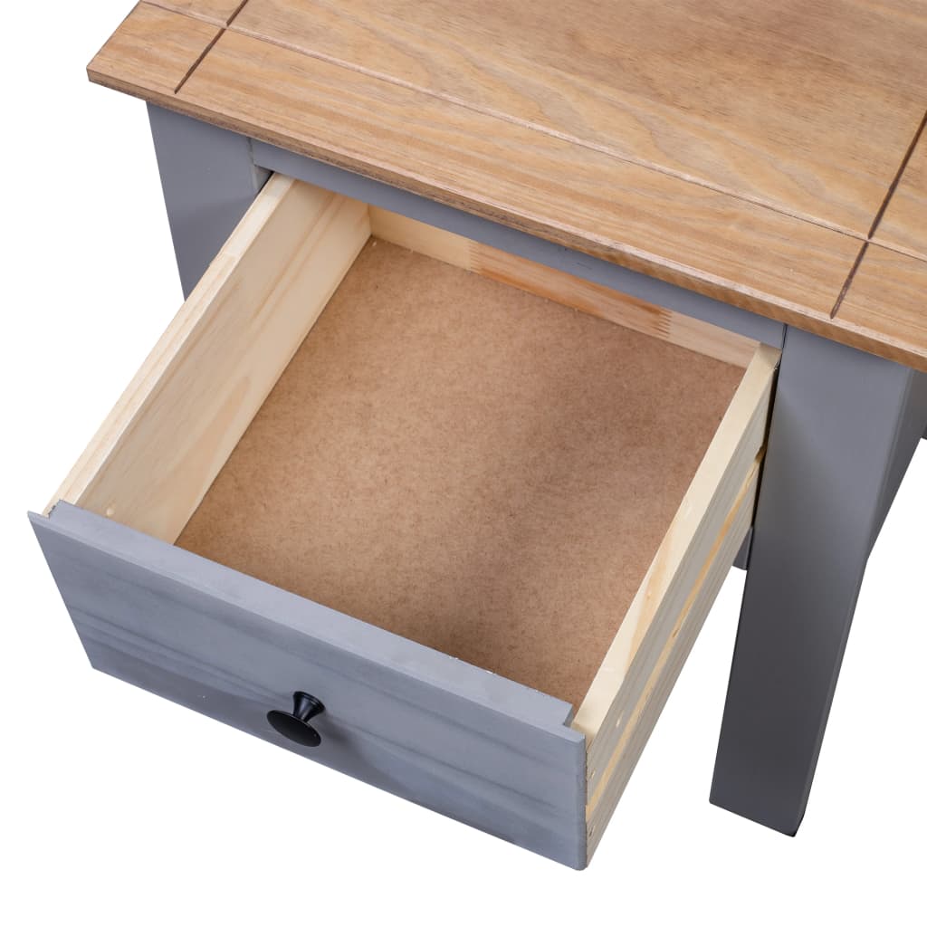 Comodino Grigio 46x40x57 cm in Legno di Pino Panama Range - homemem39