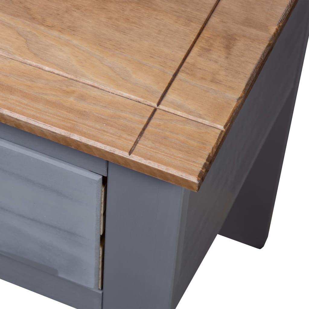 Comodino Grigio 46x40x57 cm in Legno di Pino Panama Range - homemem39