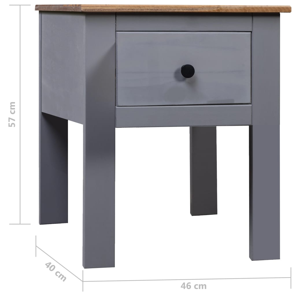 Comodino Grigio 46x40x57 cm in Legno di Pino Panama Range - homemem39