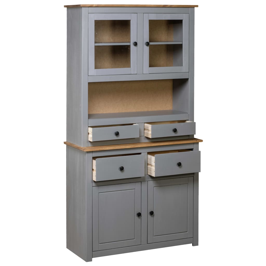 Gray Sideboard 93x40.5x180 cm in Solid Panama Pine Wood