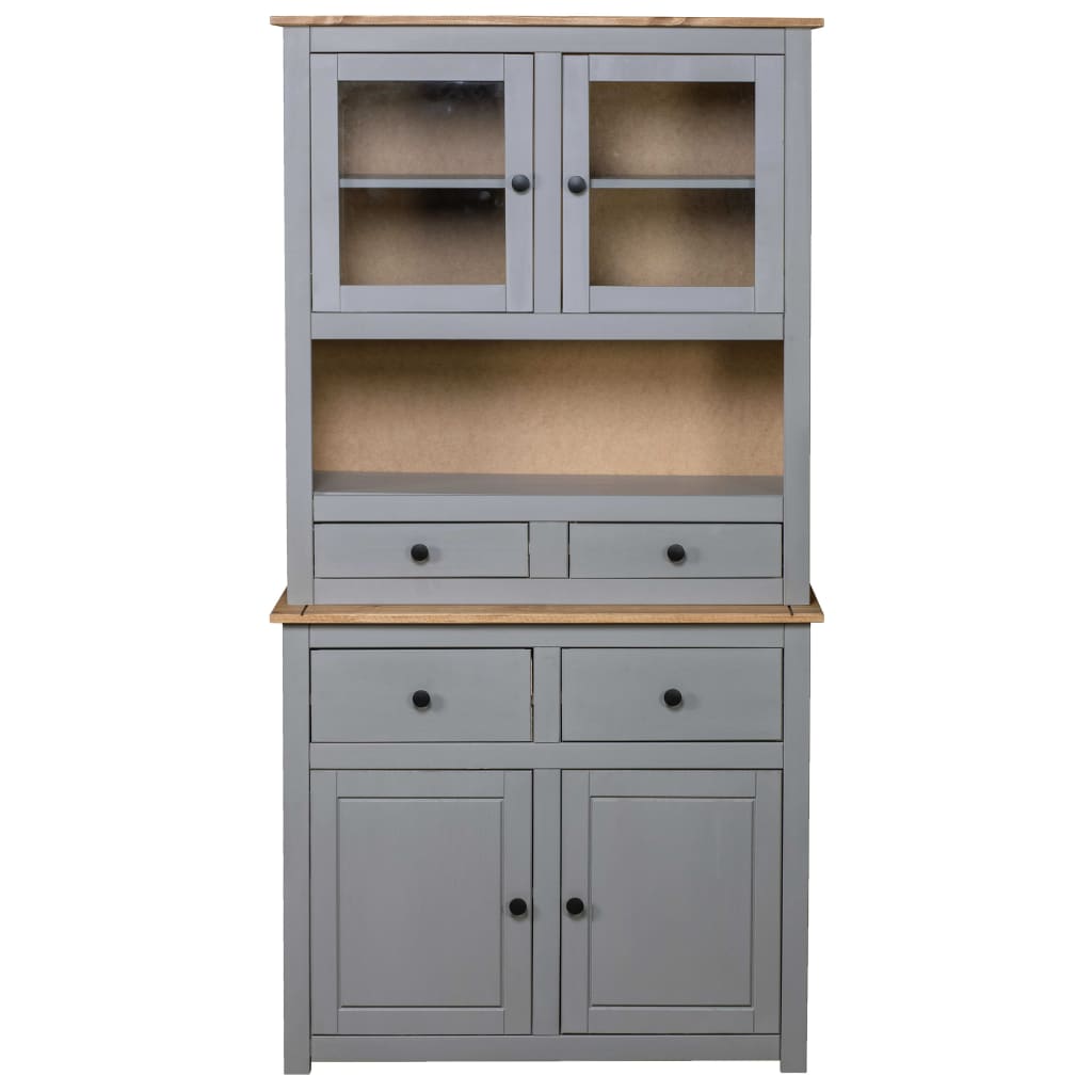 Gray Sideboard 93x40.5x180 cm in Solid Panama Pine Wood