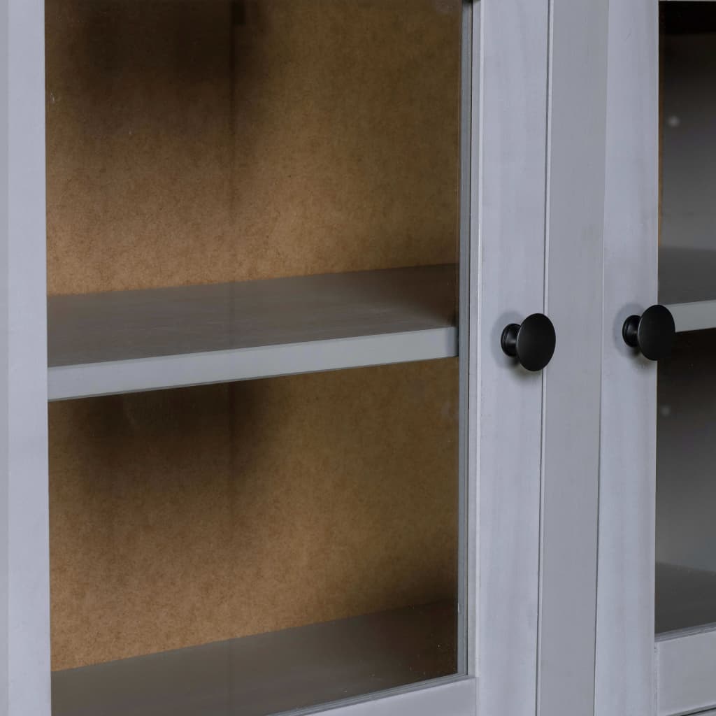 Gray Sideboard 93x40.5x180 cm in Solid Panama Pine Wood