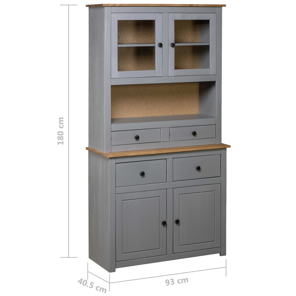 Gray Sideboard 93x40.5x180 cm in Solid Panama Pine Wood