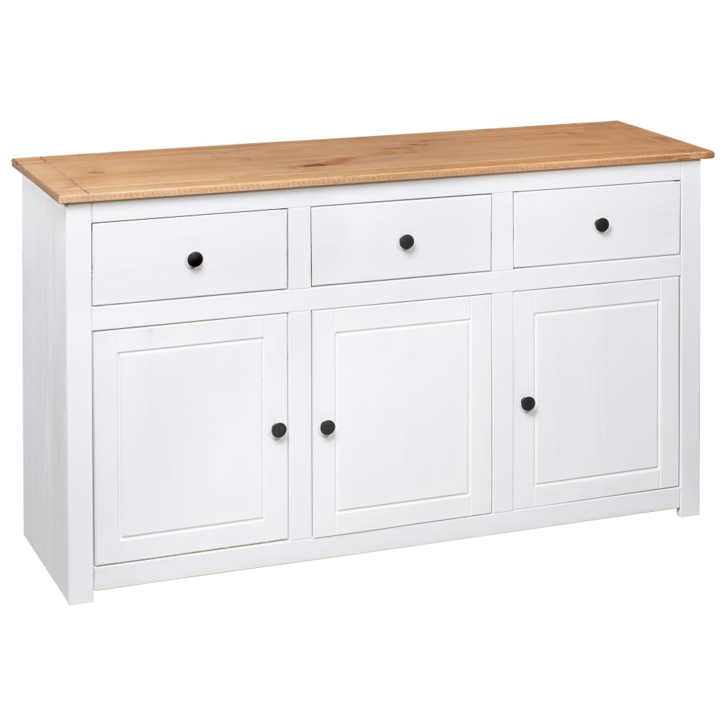 Credenza Bianca 135x40x80 cm in Legno Massello di Pino Panama - homemem39