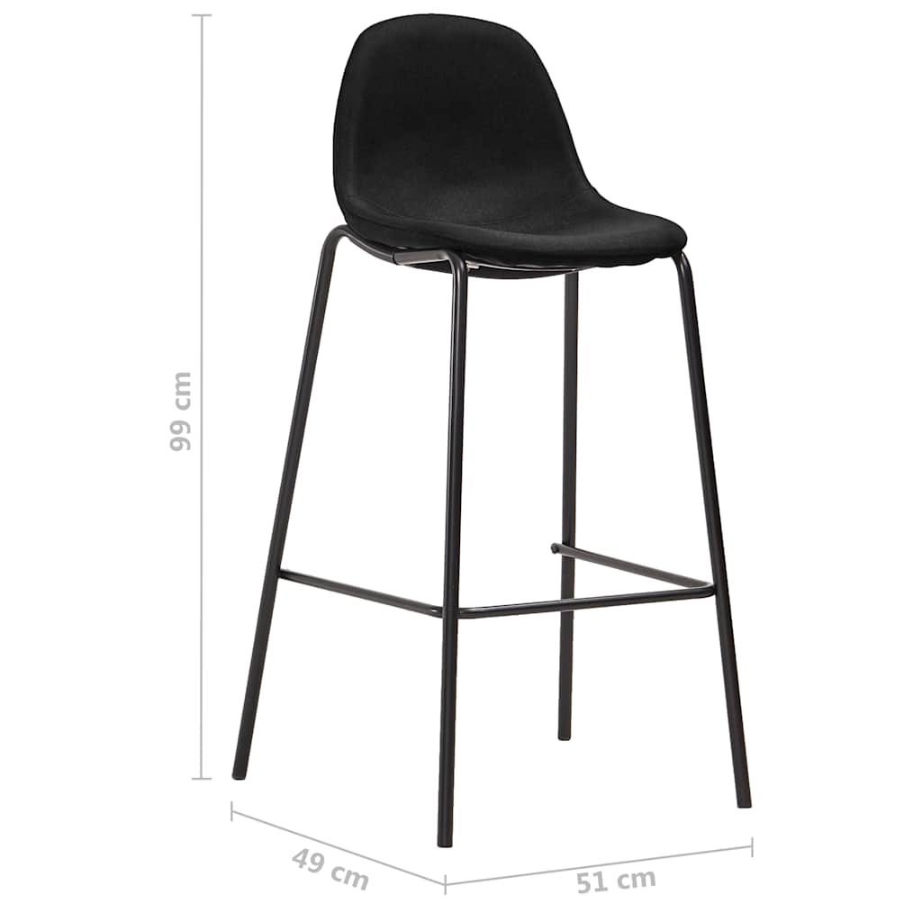 Sedie da Bar 2 pz Nere in Tessuto