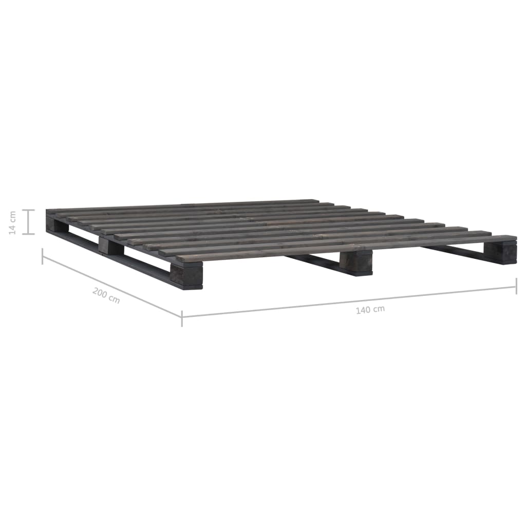 Giroletto in Pallet Grigio Legno Massello di Pino 140x200 cm - homemem39