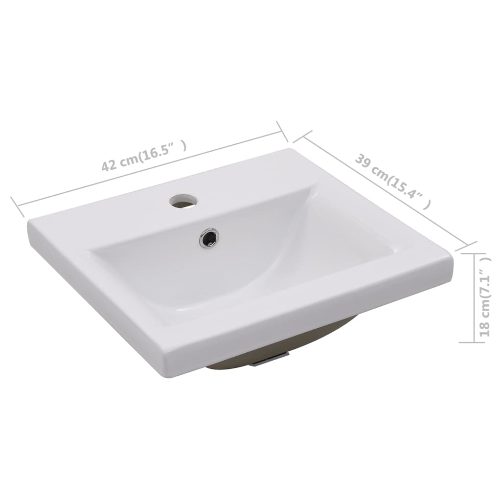 Lavabo da Incasso 42x39x18 cm in Ceramica Bianco