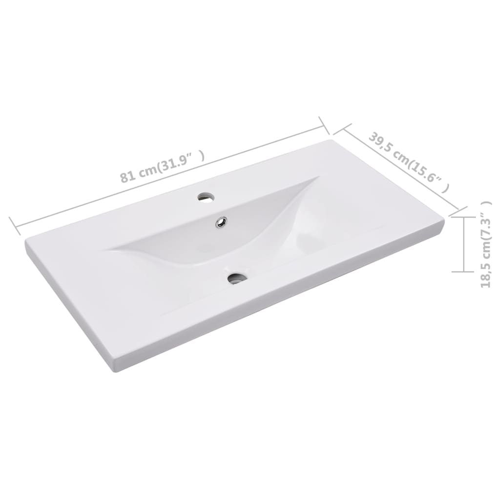 Lavabo da Incasso 81x39,5x18,5 cm in Ceramica Bianco