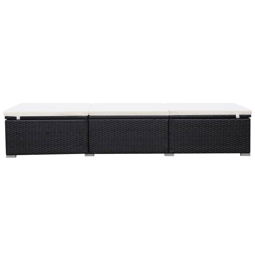 Lettini Prendisole con Cuscini 2 pz in Polyrattan Nero - homemem39