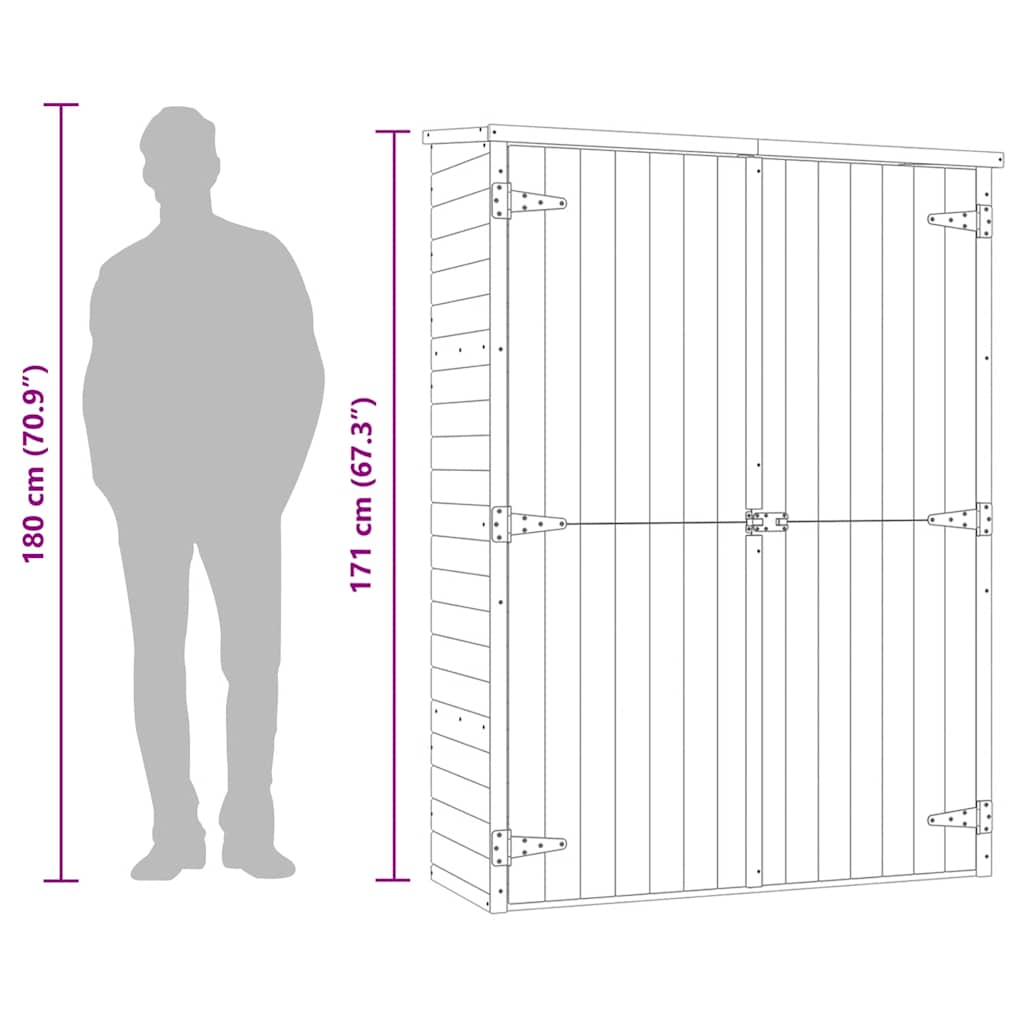 Rimessa Attrezzi da Giardino 123x50x171cm in Pino Impregnato