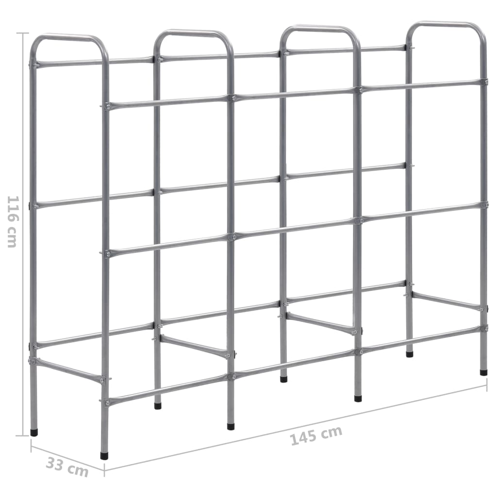Supporto con Ripiani per 9 Casse Argento 145x33x116 cm Acciaio - homemem39