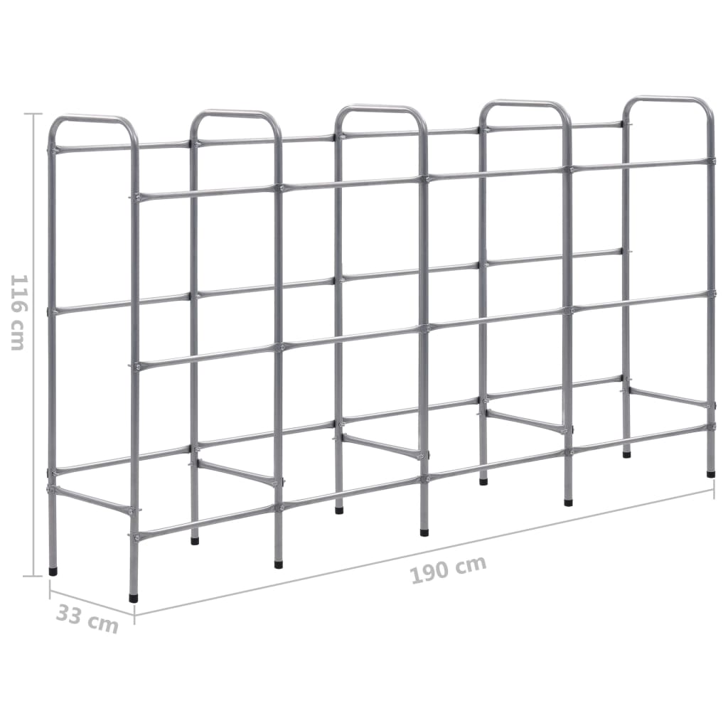 Supporto con Ripiani per 12 Casse Argento 190x33x116 cm Acciaio