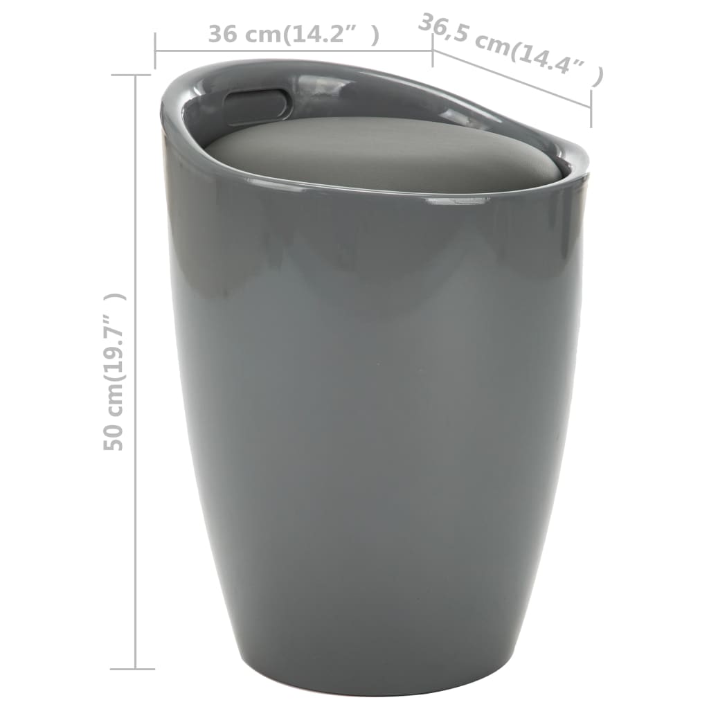 Sgabello con Contenitore Grigio in Similpelle | homemem39
