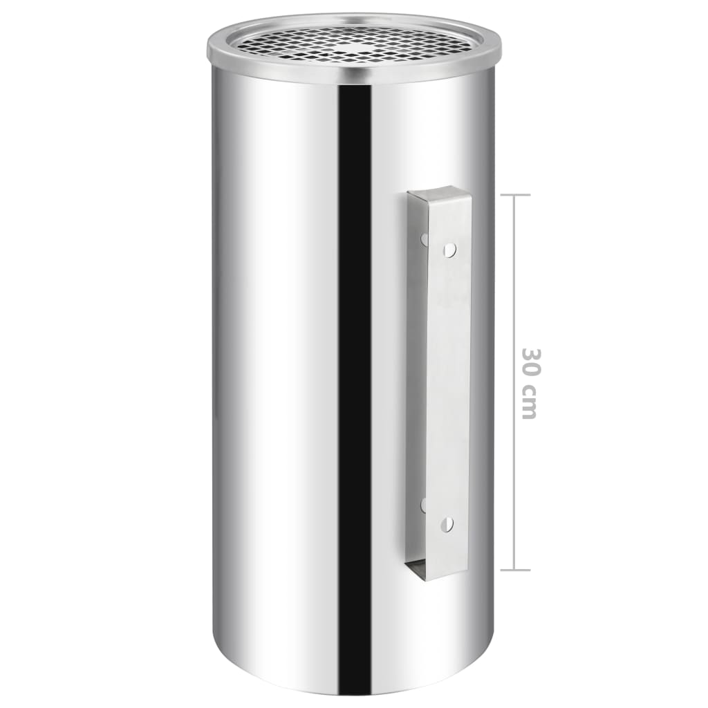 Pattumiera con Posacenere da Parete Acciaio Inox 26 L
