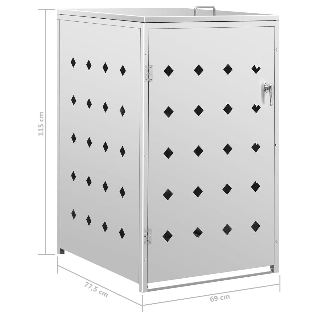 Copribidone per Spazzatura Singolo 240 L in Acciaio Inox - homemem39