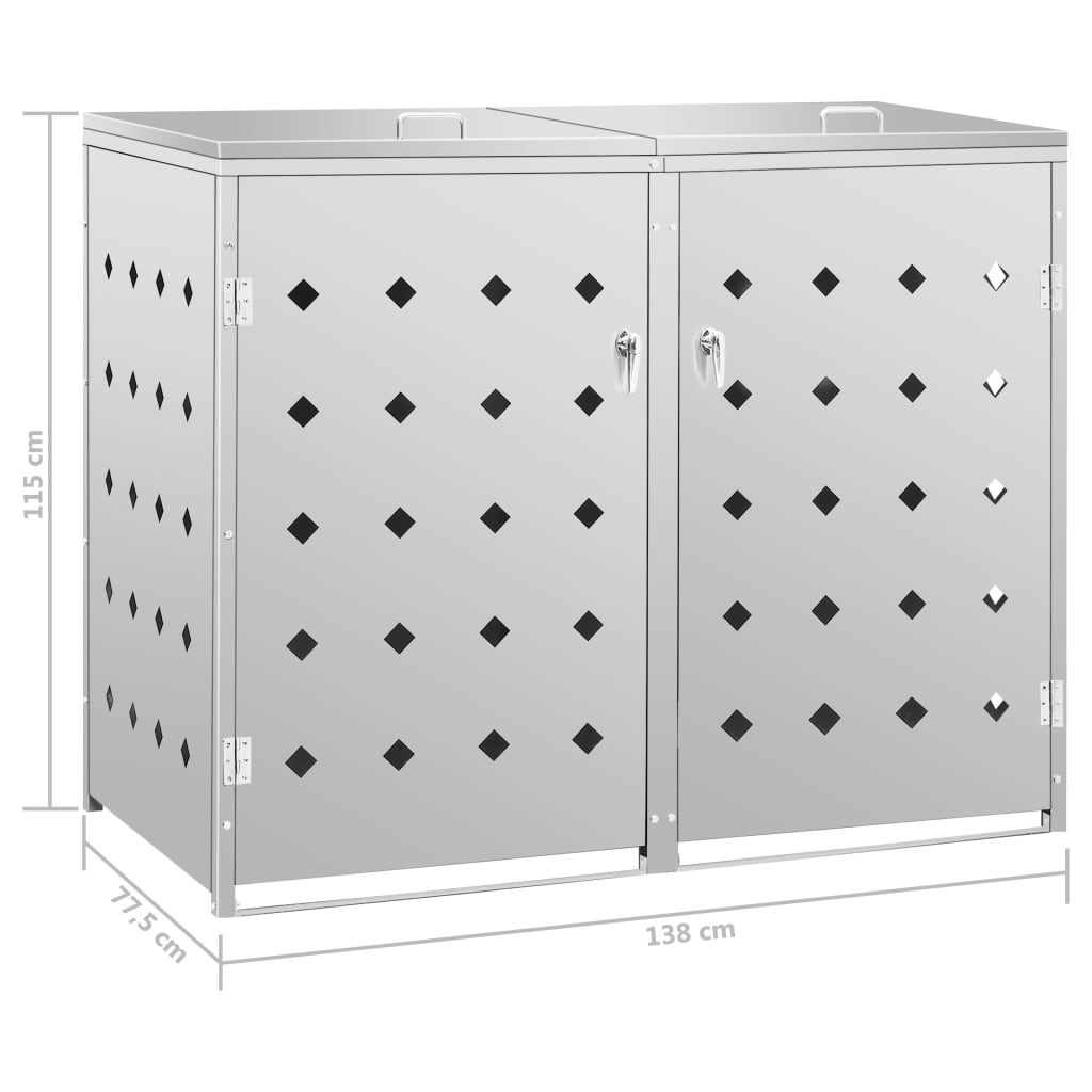 Copribidone per Spazzatura Doppio 240 L in Acciaio Inox - homemem39