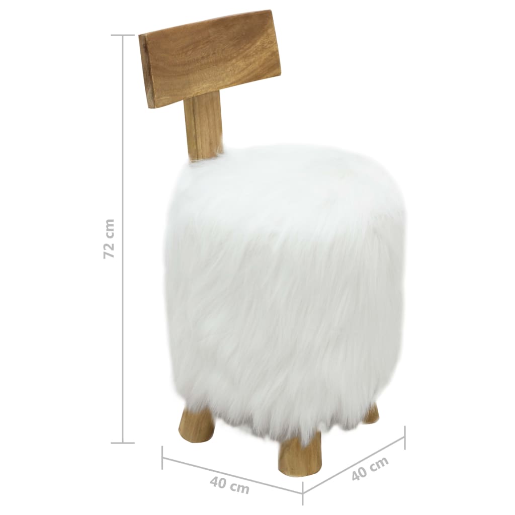 Sgabello Bianco in Legno Massello di Teak | homemem39