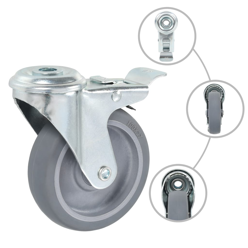 Ruote Girevoli con Foro per Bulloni 24 pz 100 mm - homemem39