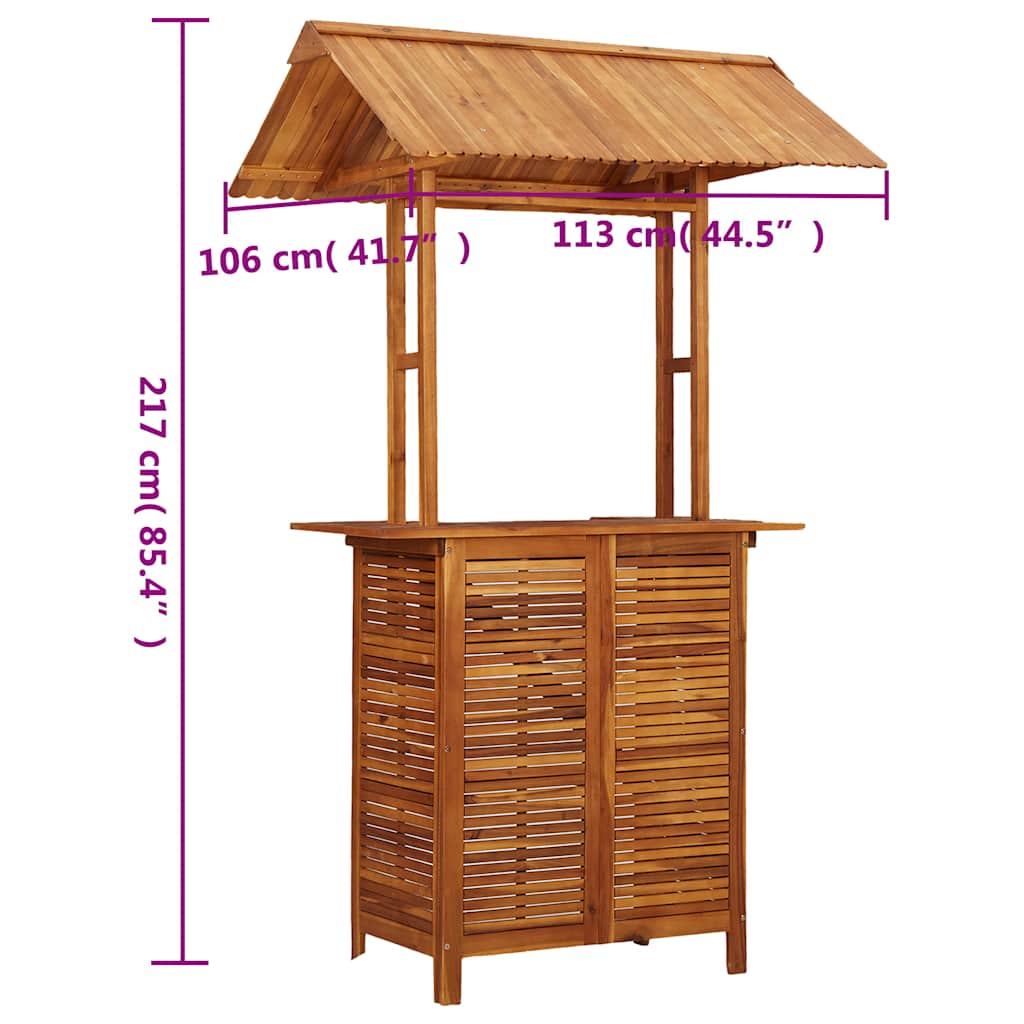 Tavolo Bar Esterno con Tetto 113x106x217cm Massello di Acacia | homemem39