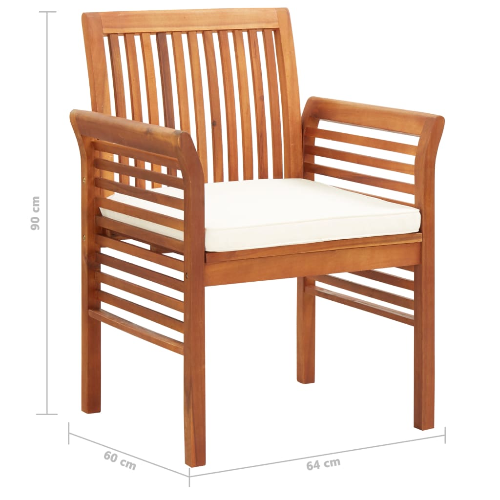 Sedie da Pranzo per Giardino e Cuscini 3 pz Massello di Acacia | homemem39