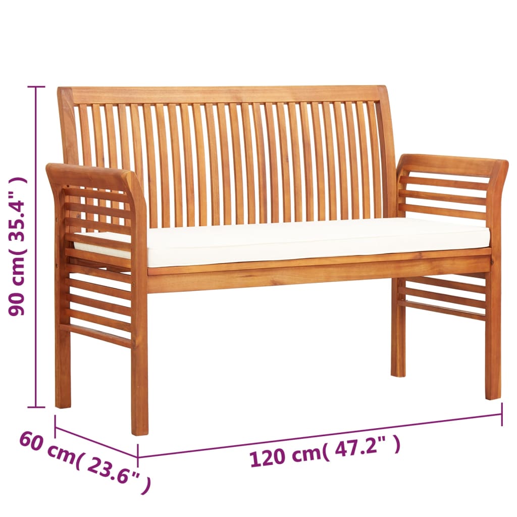 Panca da Giardino a 2 Posti 120 cm in Legno Massello di Acacia - homemem39