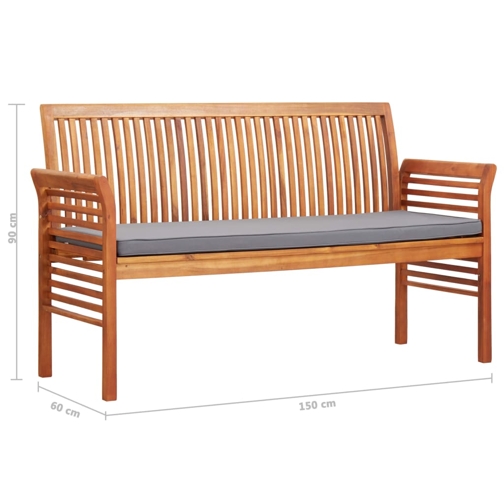 Panca da Giardino a 3 Posti 150 cm Legno Massello di Acacia | homemem39