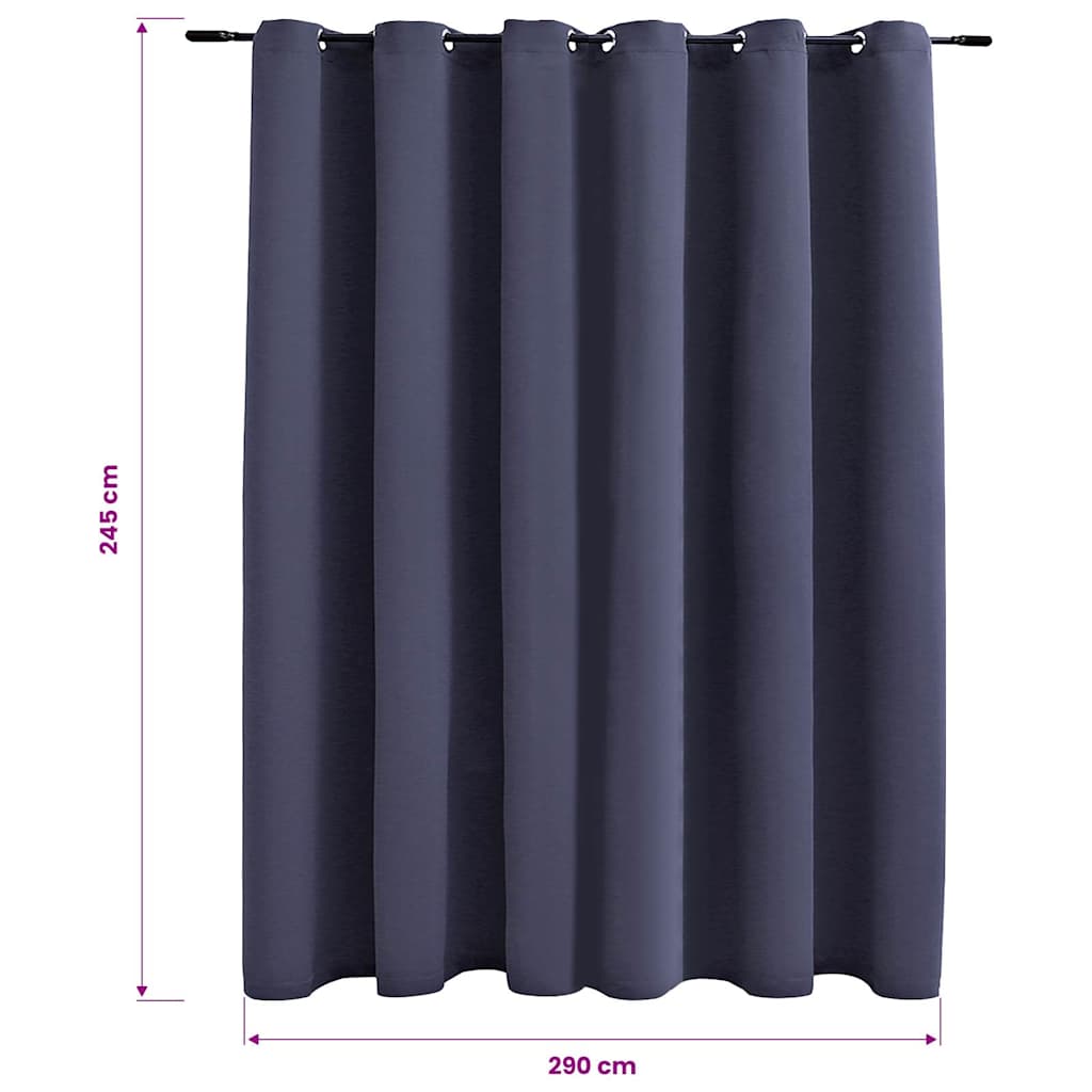 Tenda Oscurante con Anelli in Metallo Antracite 290x245 cm