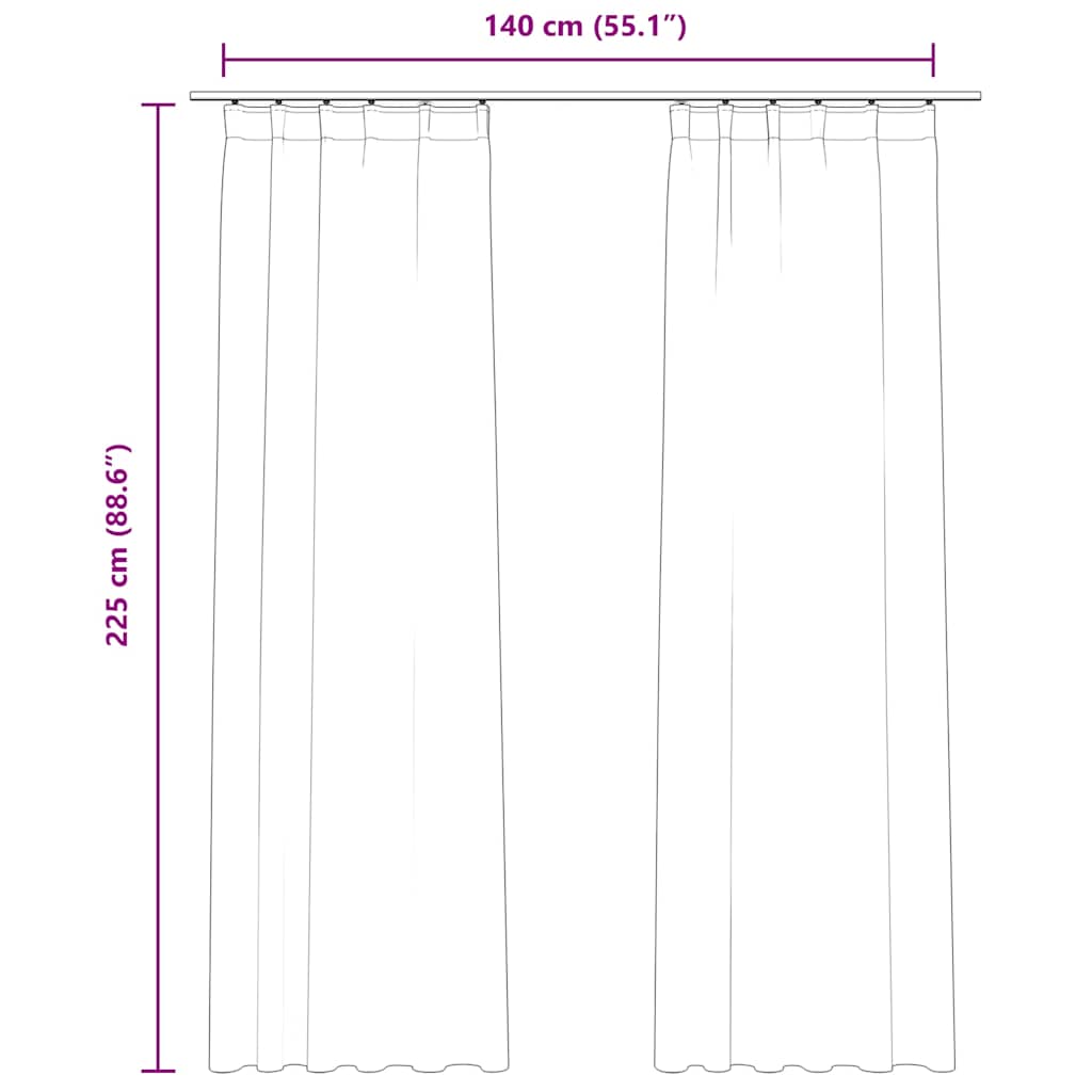 Tende Oscuranti con Ganci 2 pz Beige in Velluto 140x225 cm