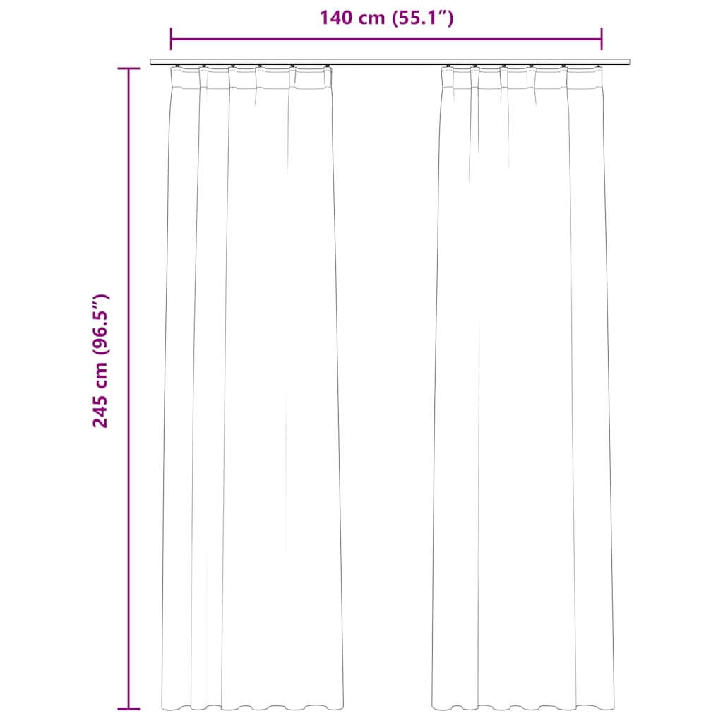 Tende Oscuranti con Ganci 2 pz Crema in Velluto 140x245 cm | homemem39