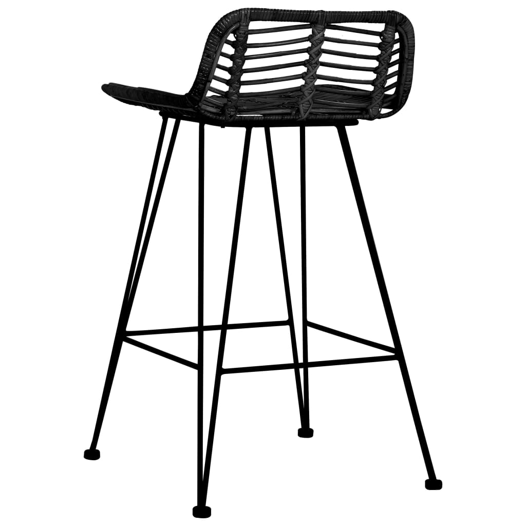 Sedie da Bar 2 pz Nere in Rattan - homemem39