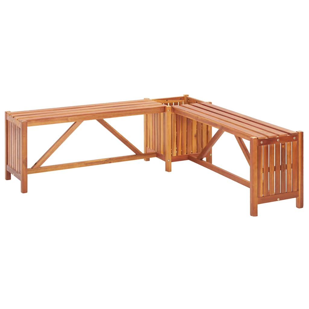 Panca Giardino Angolare e Fioriera 117x117x40cm Massello Acacia - homemem39