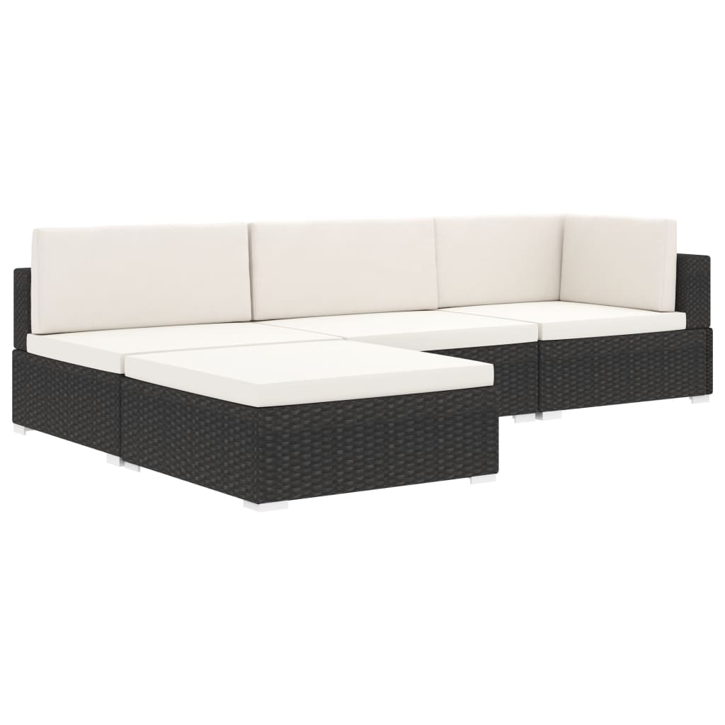 Poggiapiedi Modulare 1 pz con Cuscino in Polyrattan Marrone | homemem39