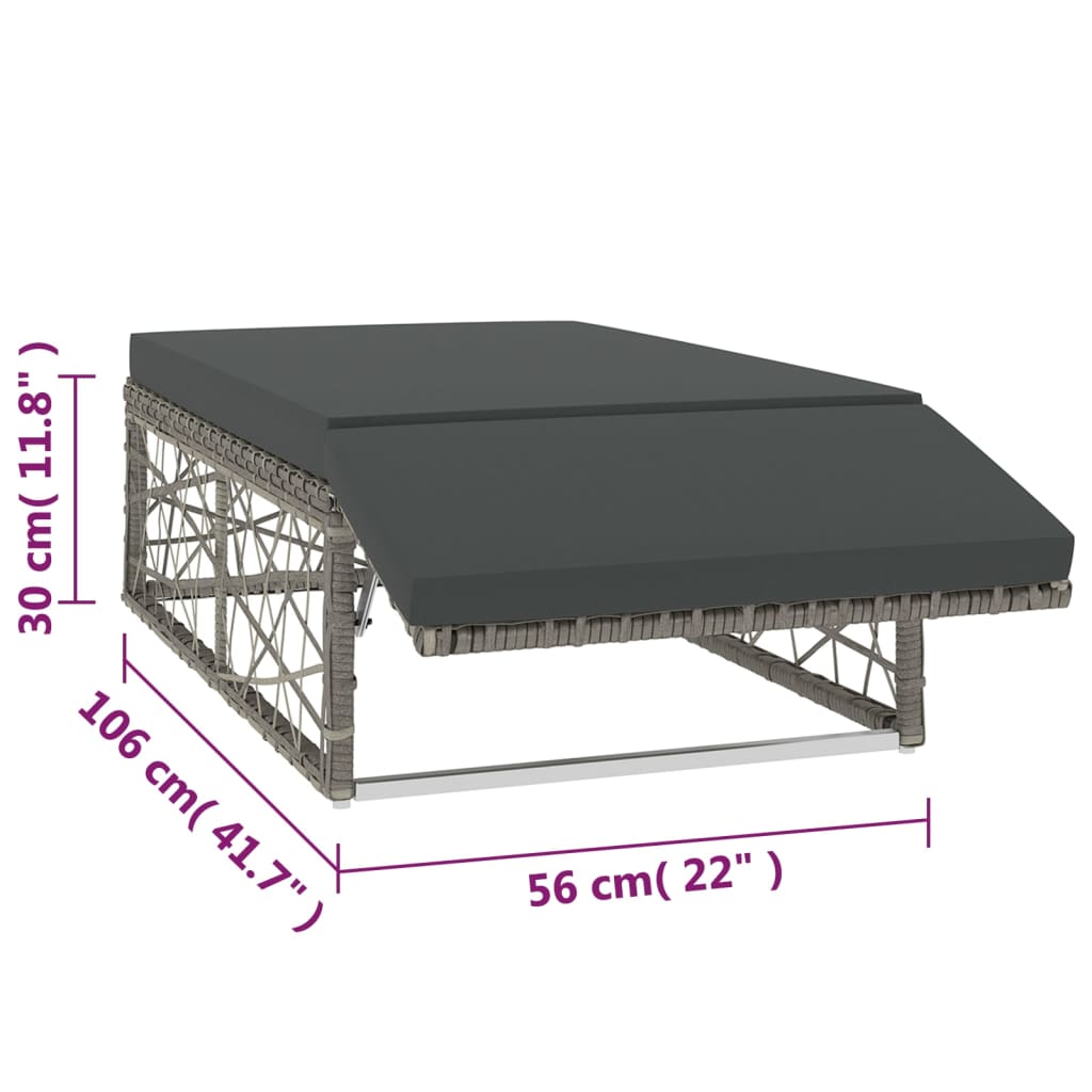 Set Divani da Giardino 2 pz con Cuscini in Polyrattan Grigio | homemem39