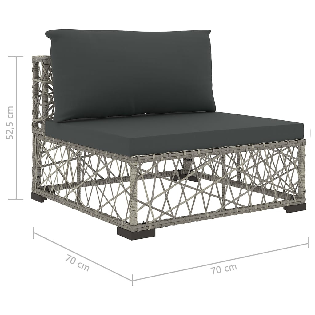 Set Divani da Giardino 5 pz con Cuscini in Polyrattan Grigio | homemem39