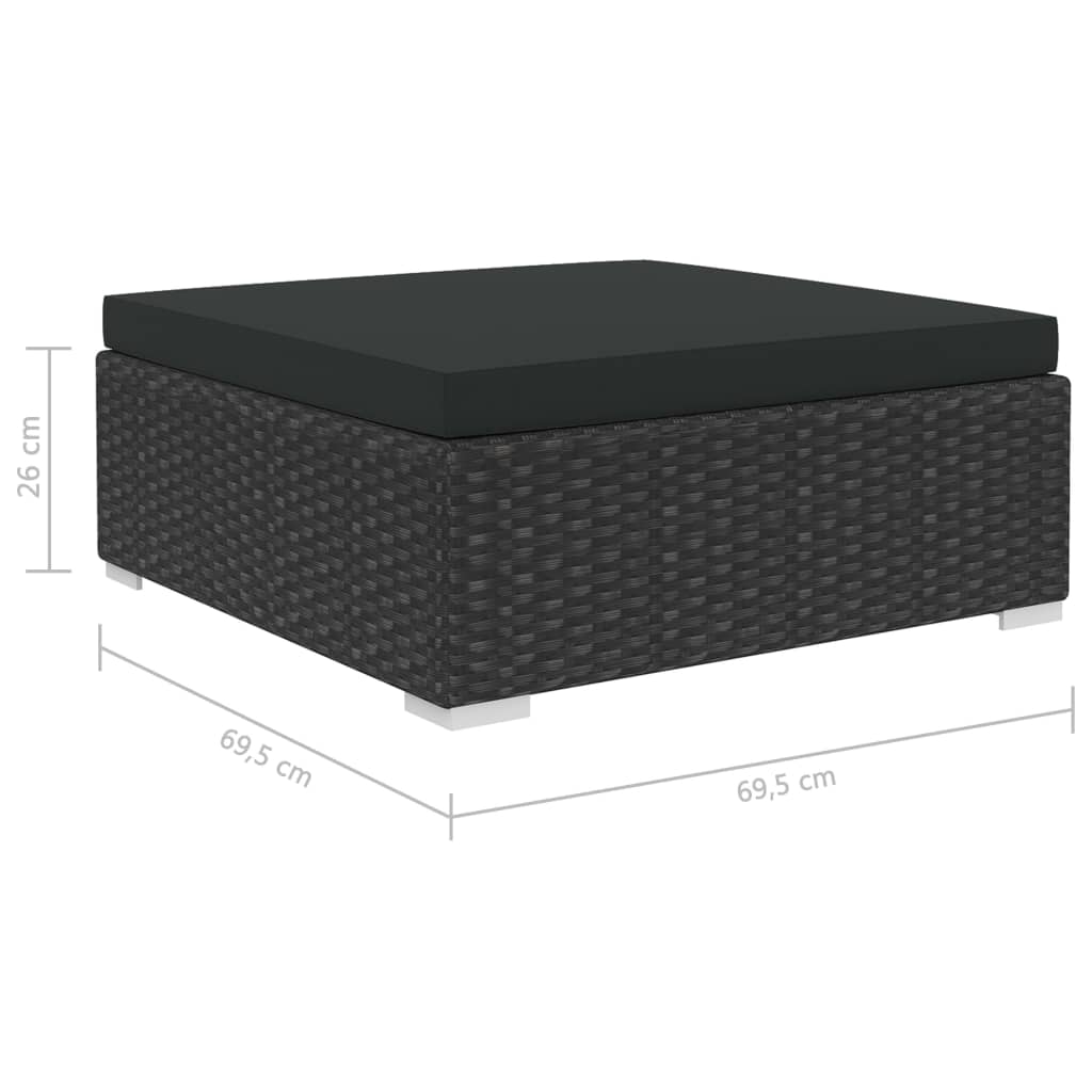 Set Divani da Giardino 11 pz con Cuscini in Polyrattan Nero | homemem39