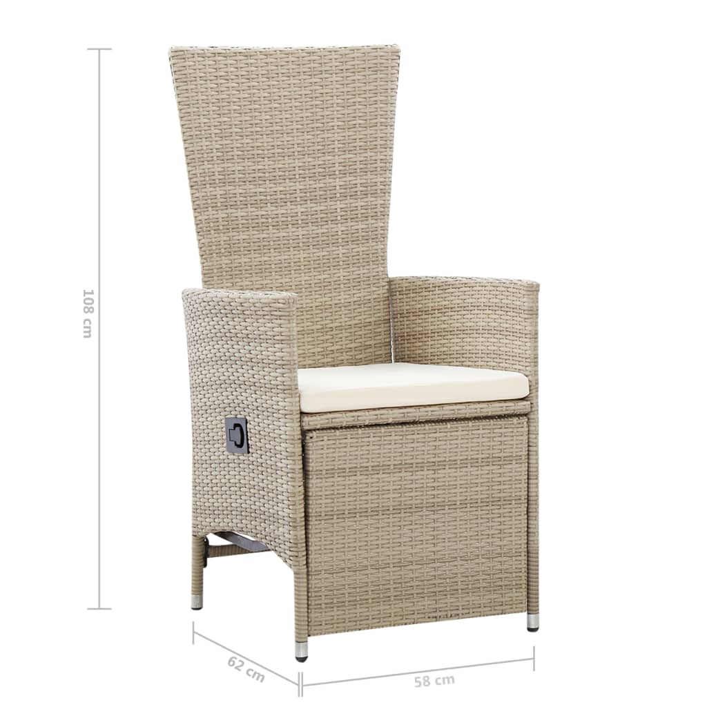 Sedie da Giardino Reclinabili 2 pz con Cuscini Polyrattan Beige | homemem39