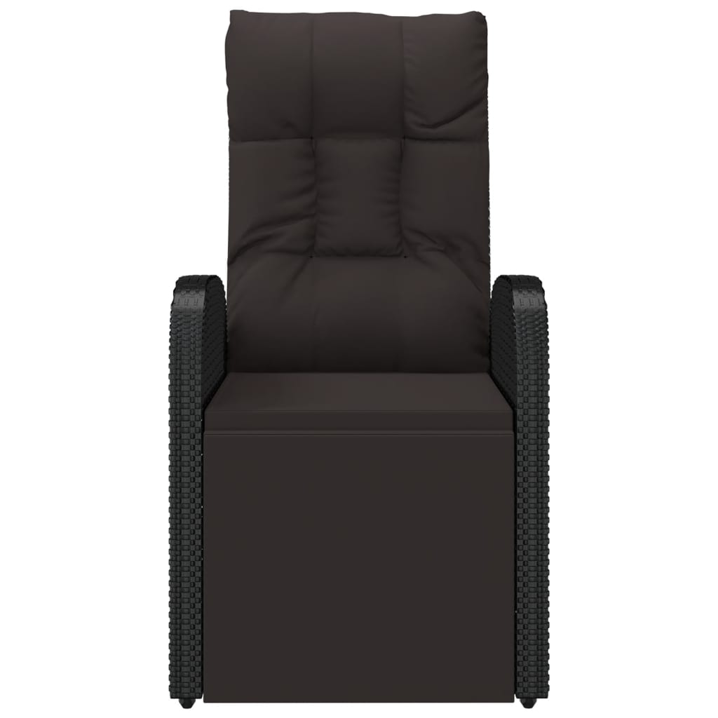 Sedia da Giardino Reclinabile con Cuscino in Polyrattan Nero - homemem39