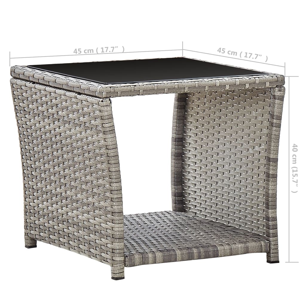 Tavolino da Caffè Grigio 45x45x40 cm in Polyrattan e Vetro | homemem39
