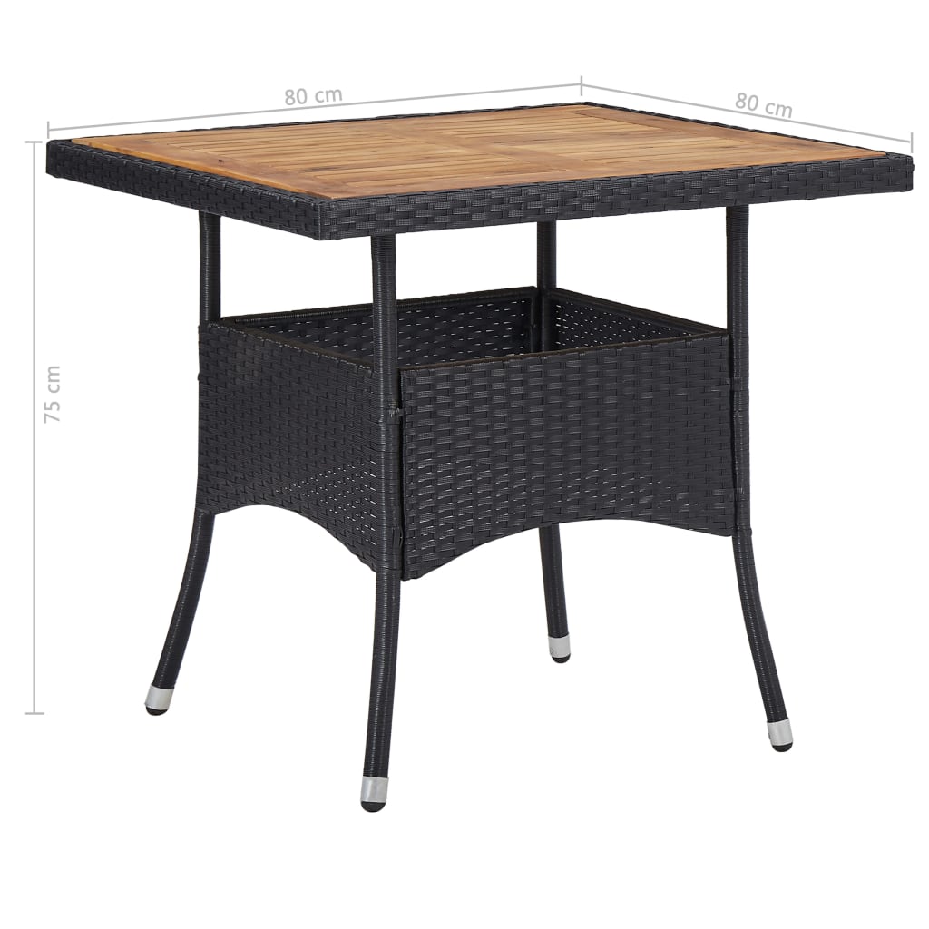 Set da Pranzo da Giardino 5 pz Nero in Polyrattan e Acacia | homemem39