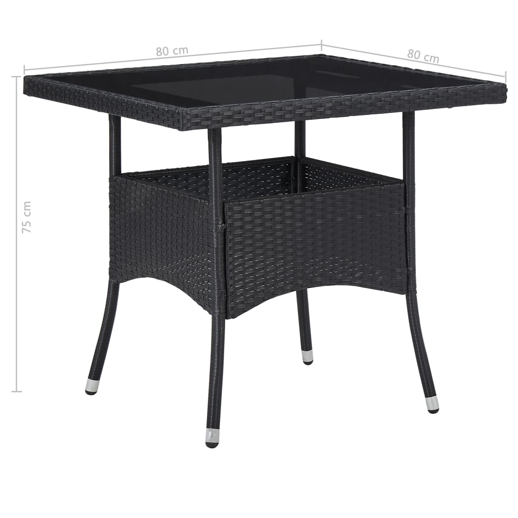 Set Mobili da Pranzo per Giardino 5 pz Nero Polyrattan e Vetro | homemem39