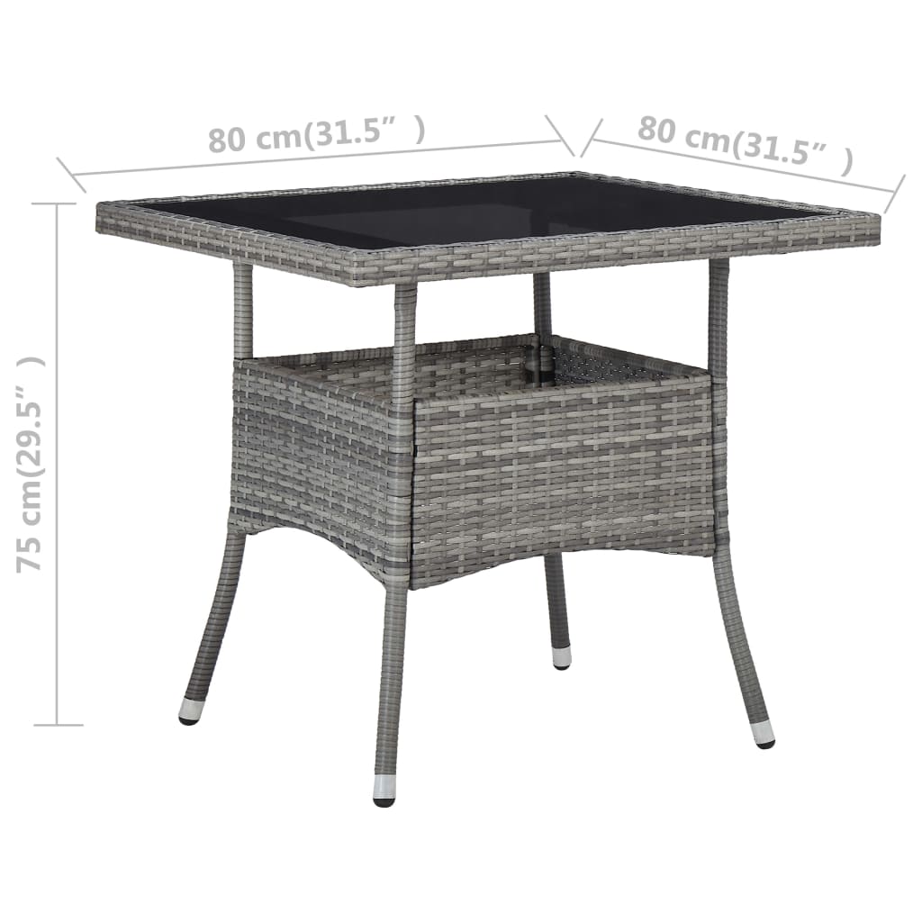 Tavolo da Pranzo per Giardino in Polyrattan Grigio e Vetro - homemem39
