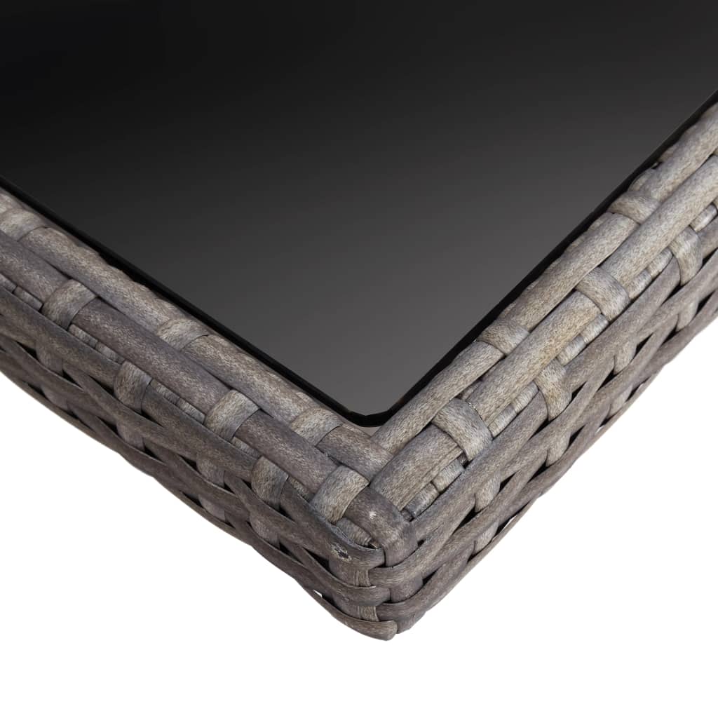 Tavolo da Pranzo per Giardino in Polyrattan Grigio e Vetro - homemem39