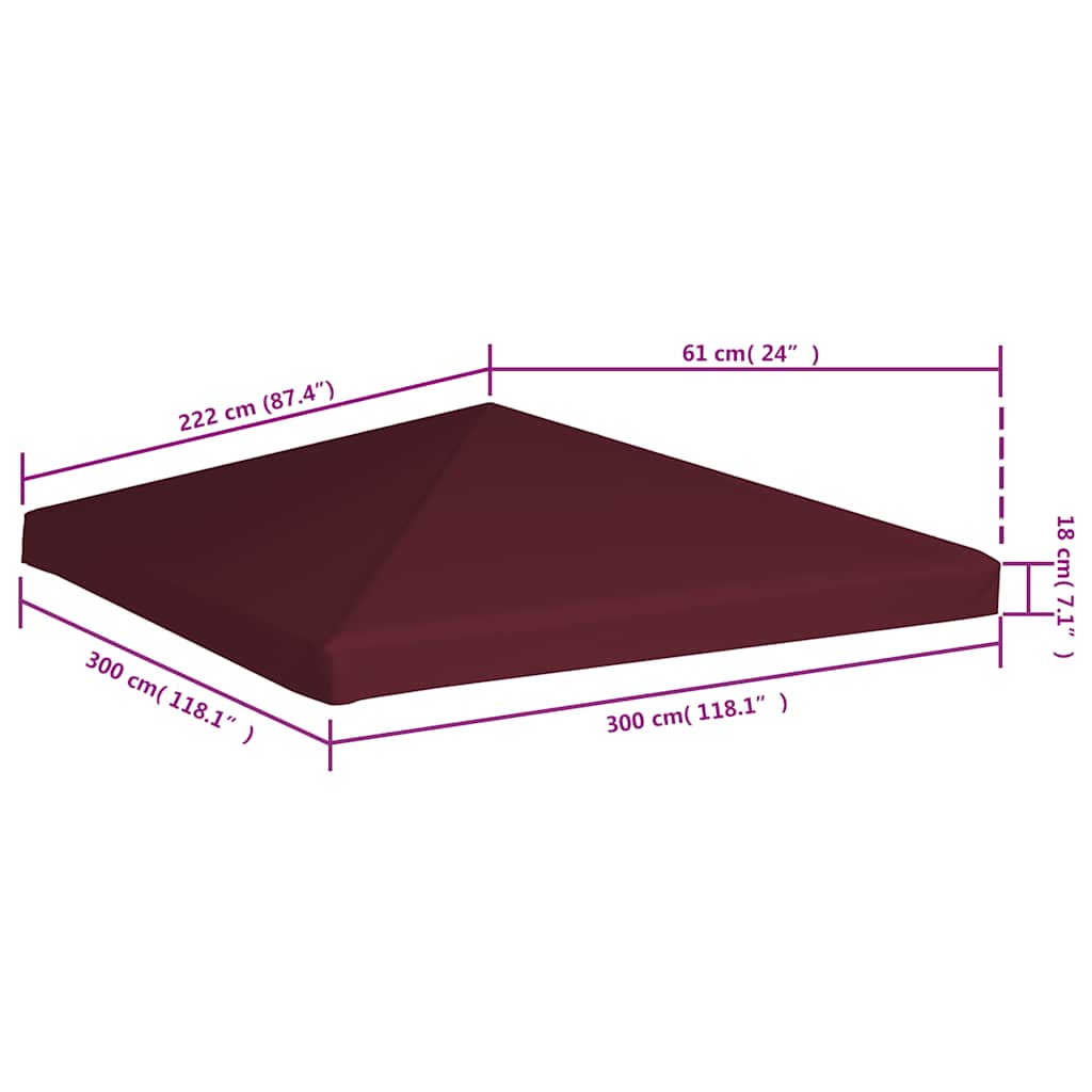 Copertura Superiore per Gazebo 310g/m² 3x3m Bordeaux | homemem39