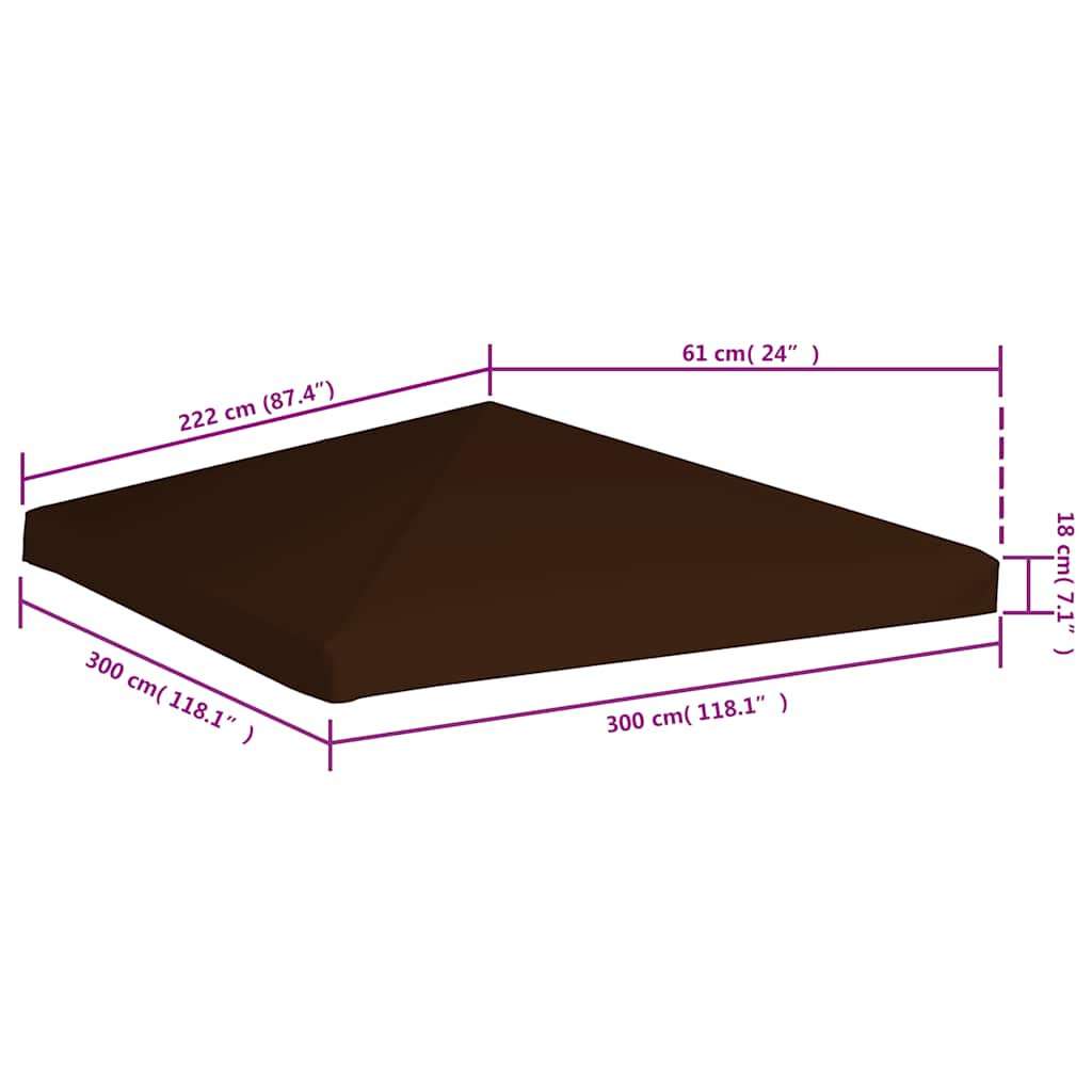 Copertura Superiore per Gazebo 310 g/m² 3x3 m Marrone - homemem39