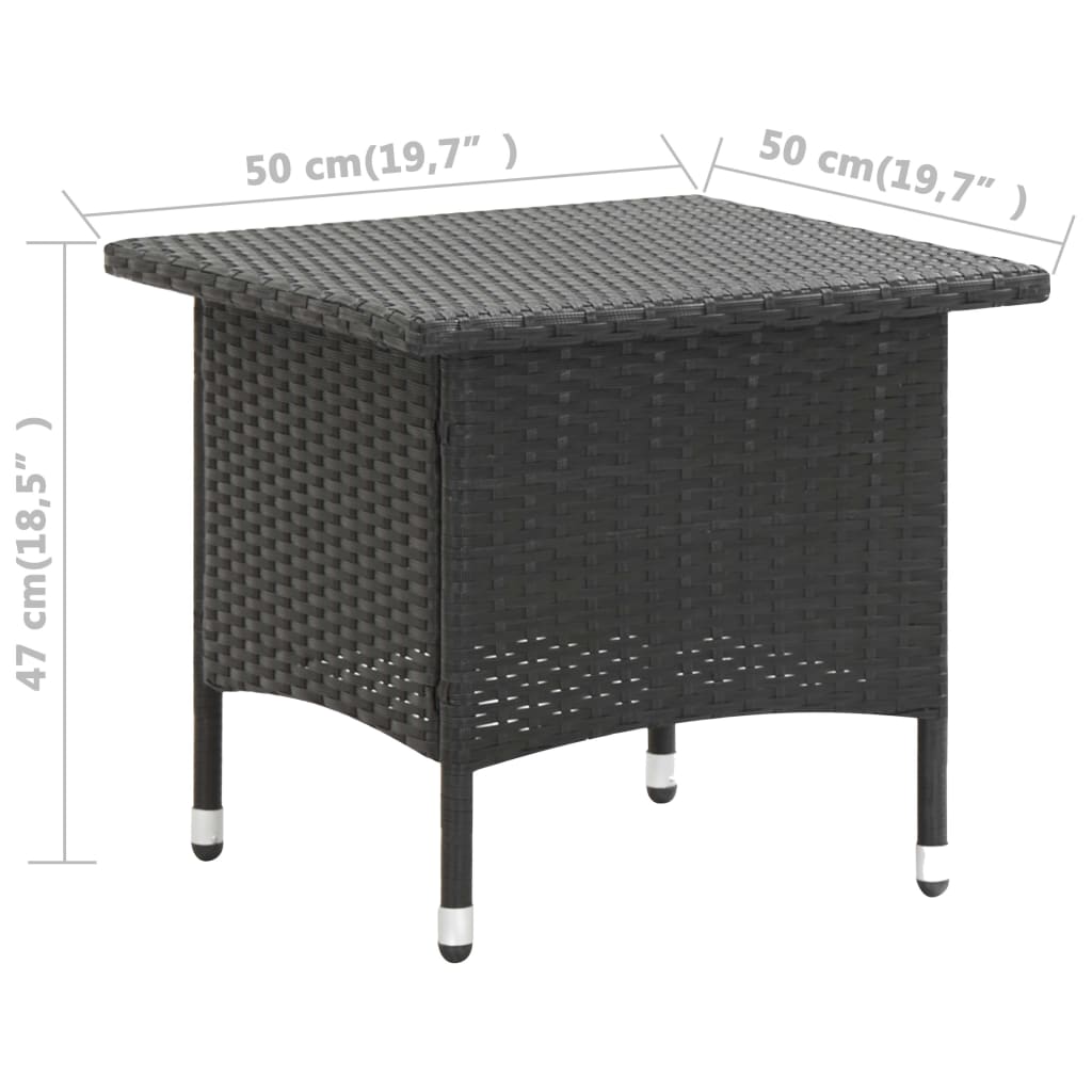 Tavolino da Tè Nero 50x50x47 cm in Polyrattan | homemem39
