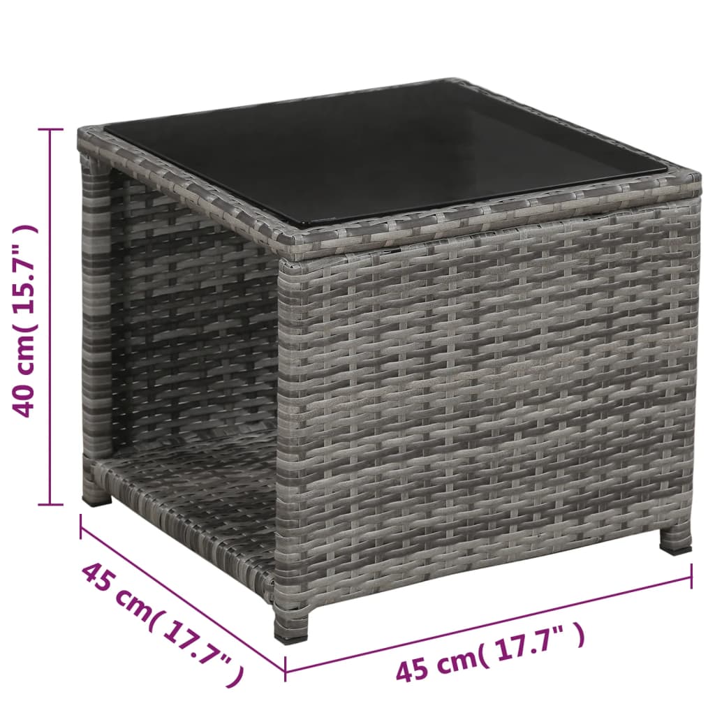 Set da Bistrot 3 pz con Cuscini in Polyrattan Grigio | homemem39