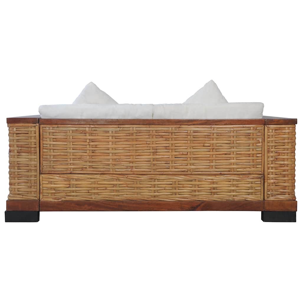 Set di Divani 2 pz con Cuscini in Rattan Naturale Marrone | homemem39